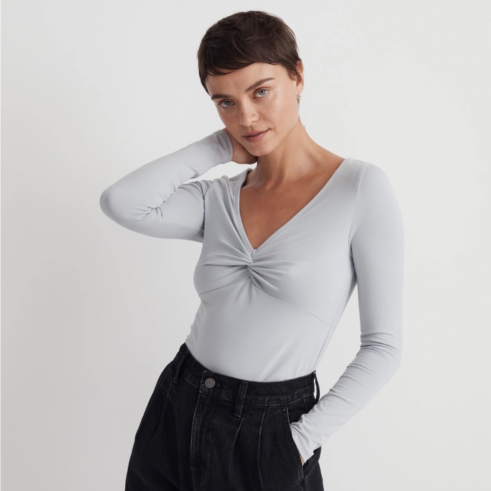 Madewell Twist Front Long Sleeve T Gray XL